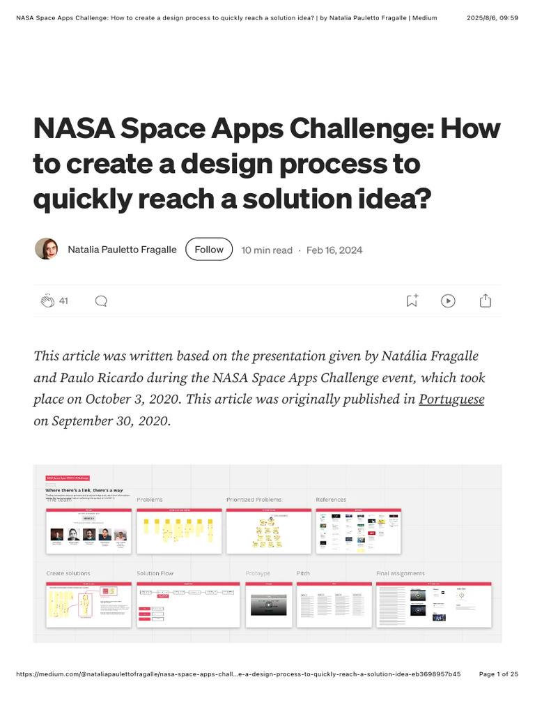Design Process for Space Apps COVID-19 | PDF | Prototype | Nasa
