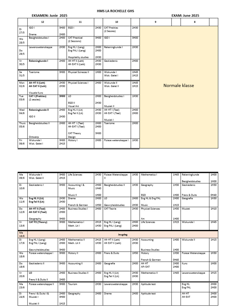 Calendrier des examens HMS La Rochelle 2025 | PDF