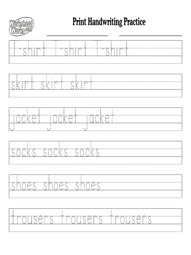 WorksheetWorks Print Handwriting Practice 1 | PDF