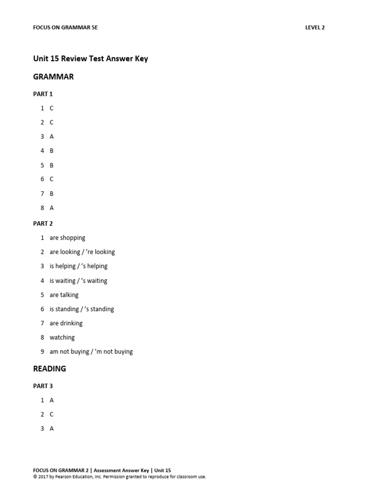 Focus on Grammar 2 Unit 15 Answers | PDF