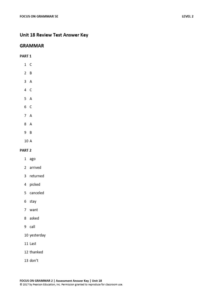 FOG2 Unit 18 Review Test AK | PDF