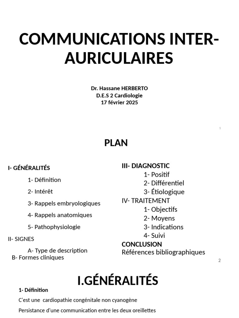 Communications interauriculaires : diagnostic et traitement | PDF ...