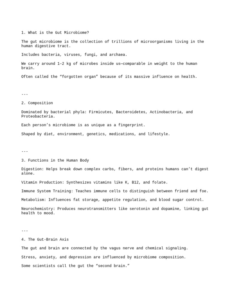 Notes On The Human Gut Microbiome | PDF | Medical Specialties | Biology