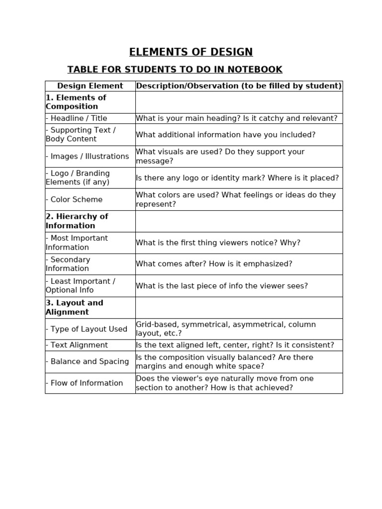 Elements of Design: Student Guide | PDF