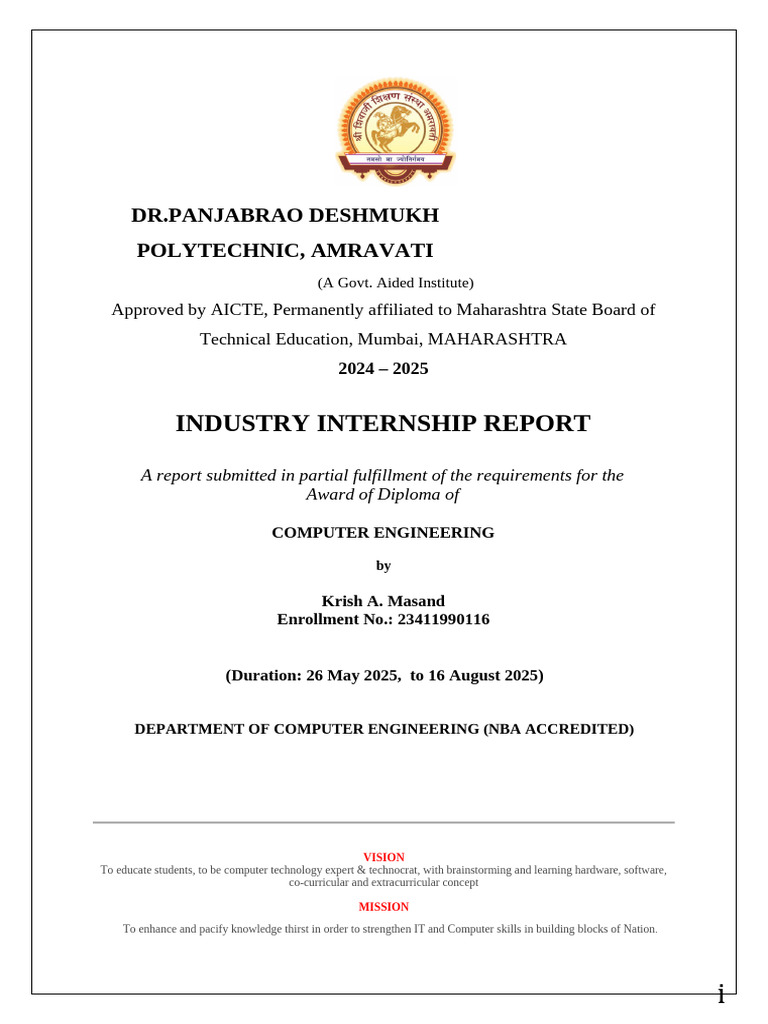 Computer Engineering Internship Report | PDF | Software Development ...