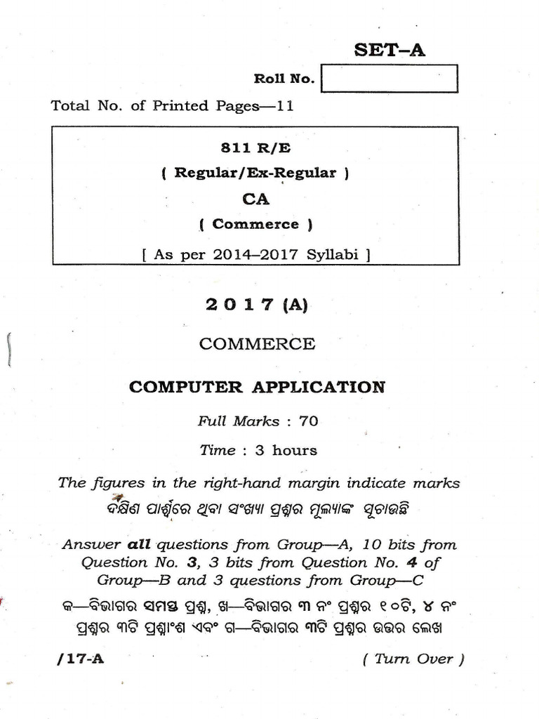 Commerce Computer Application Exam Guide | PDF