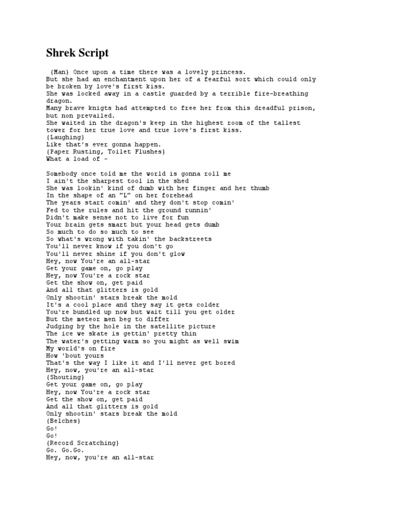 Shrek Script Leisure Nature