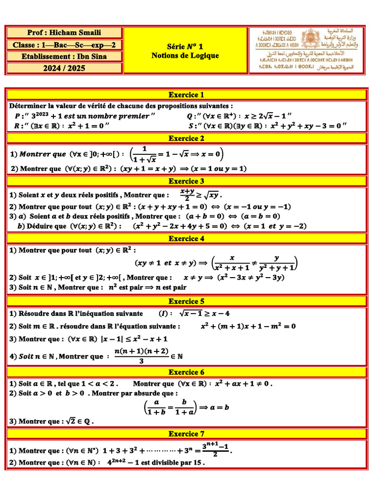 Exercices de logique mathématique | PDF