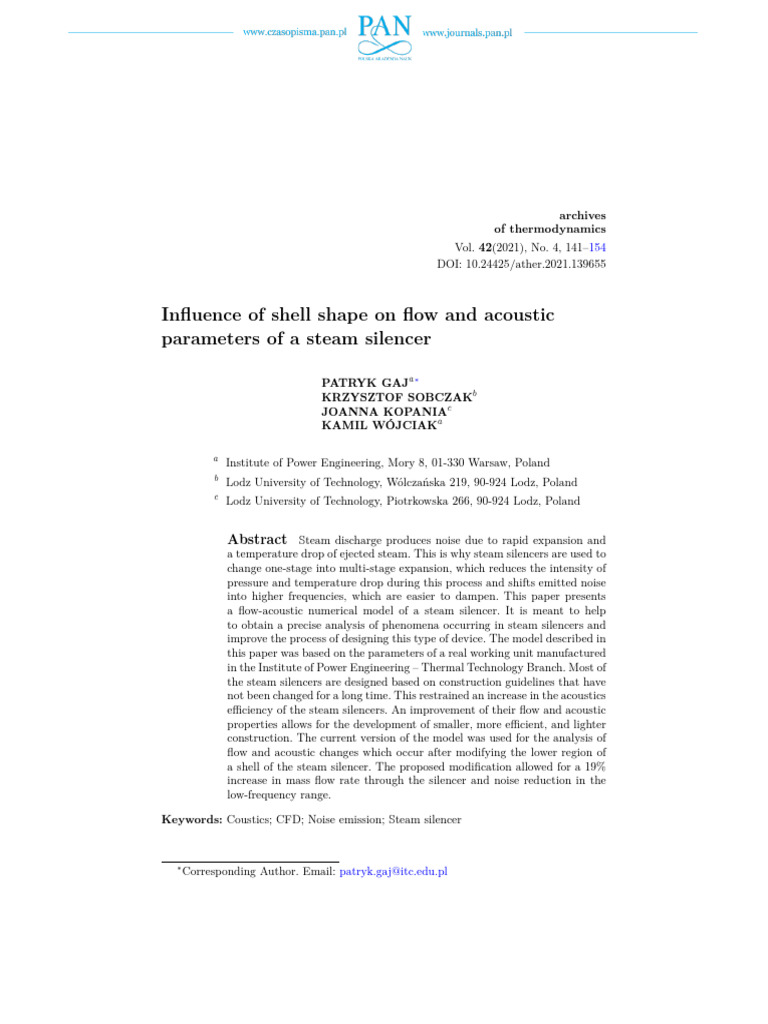 Influence of Shell Shape On Flow An | PDF | Sound | Steam