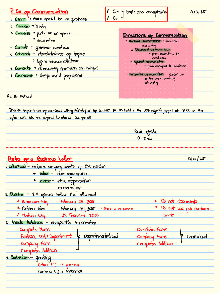 7 Cs of Communication and Parts of A Business Letter | PDF