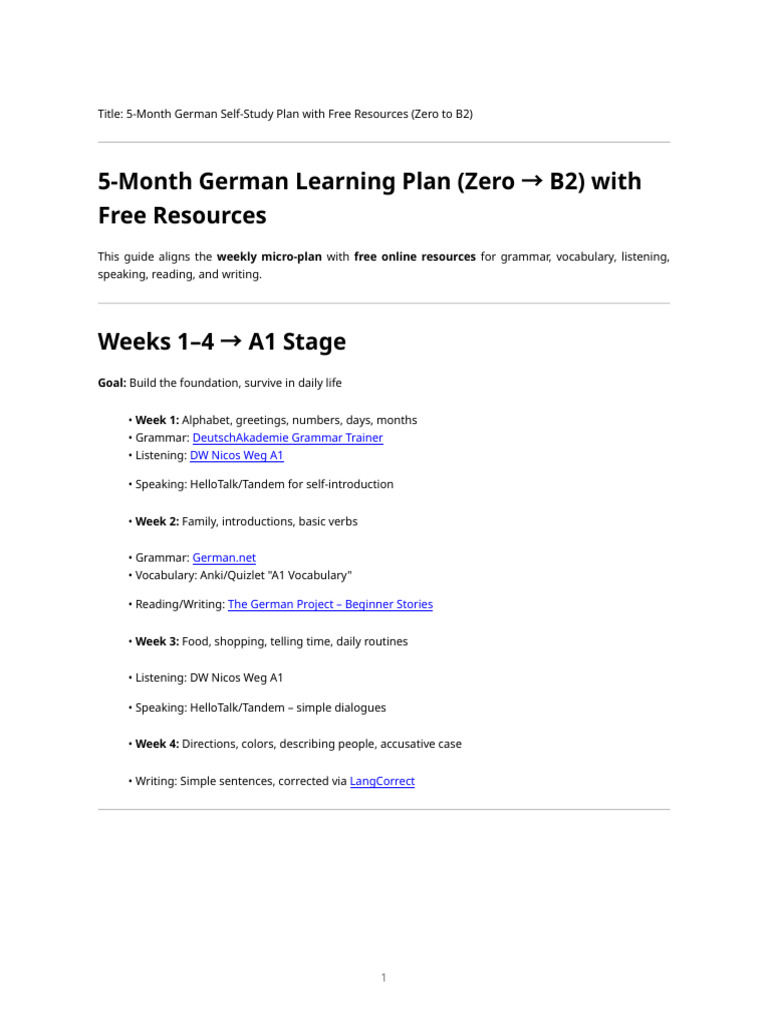 B2 German Self-Study Plan Guide | PDF | Grammatical Tense | Vocabulary