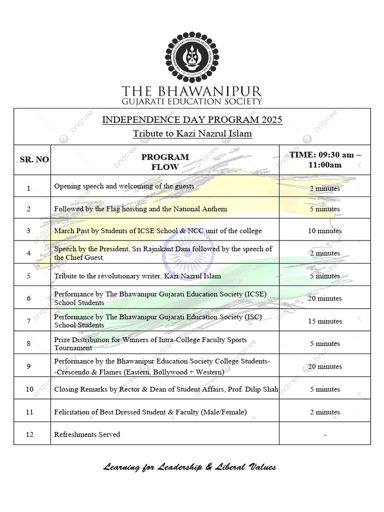 Independence Day Program 2025 Schedule | PDF