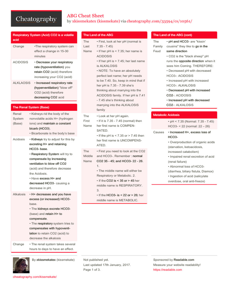 ABG Cheat Sheet: Understanding Acid-Base Balance | PDF | Kidney ...