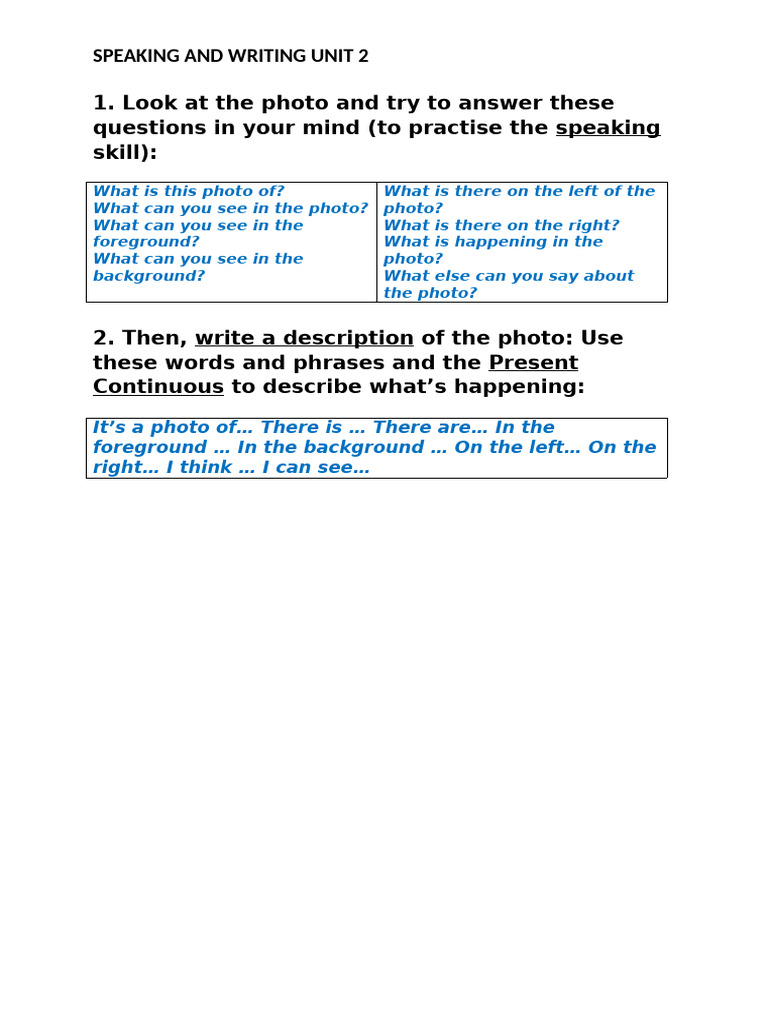 Photo Description Practice Guide | PDF