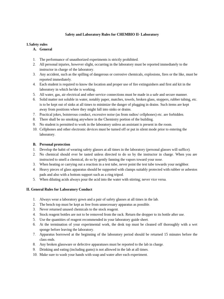 Laboratory Safety and Conduct Guidelines | PDF | Laboratories | Chemistry