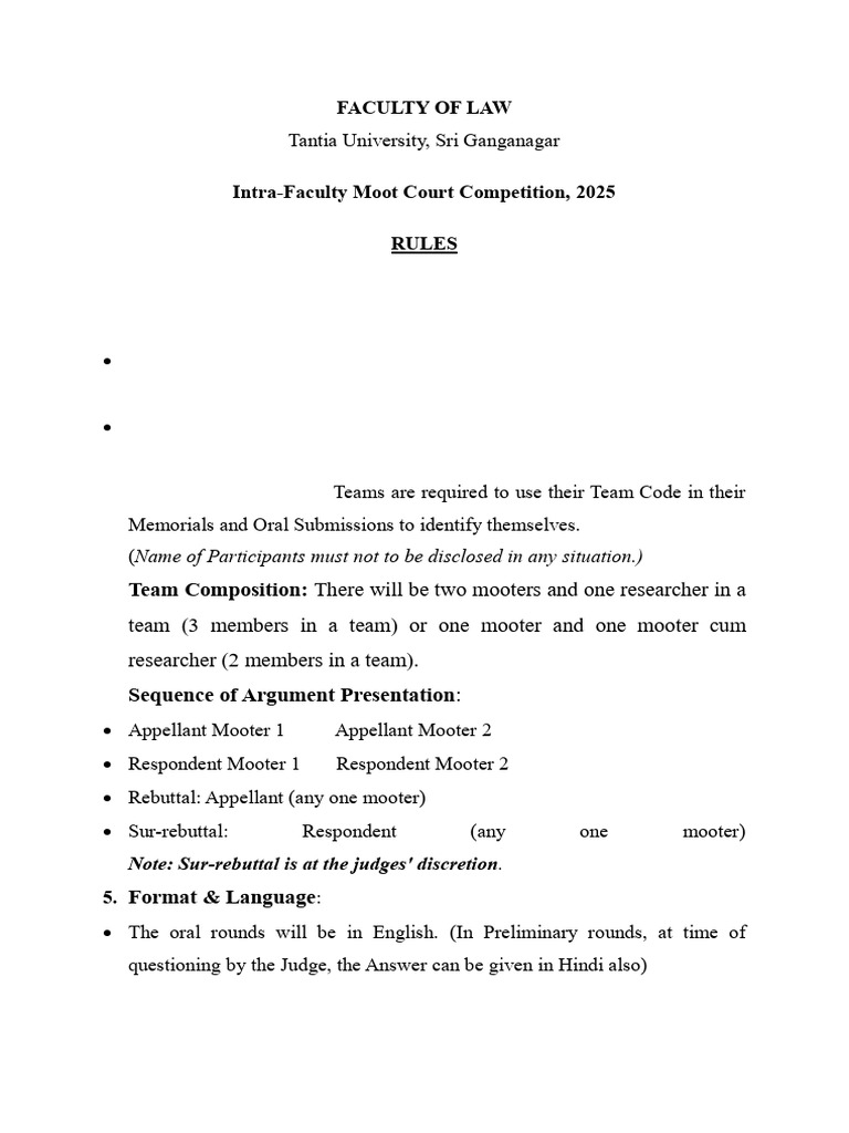 Moot Court Competition Rules 2025 | PDF