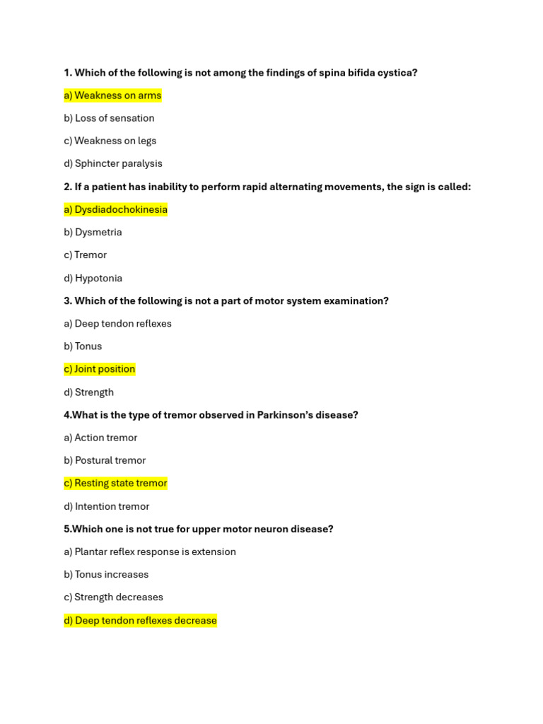 Neurological Exam Questions and Answers | PDF | Headache | Stroke
