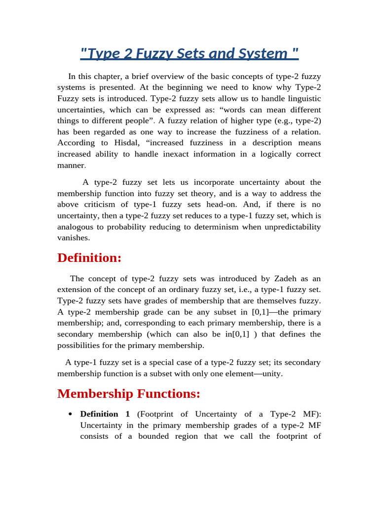Type 2 Fuzzy Sets and System | PDF | Fuzzy Logic | Applied Mathematics