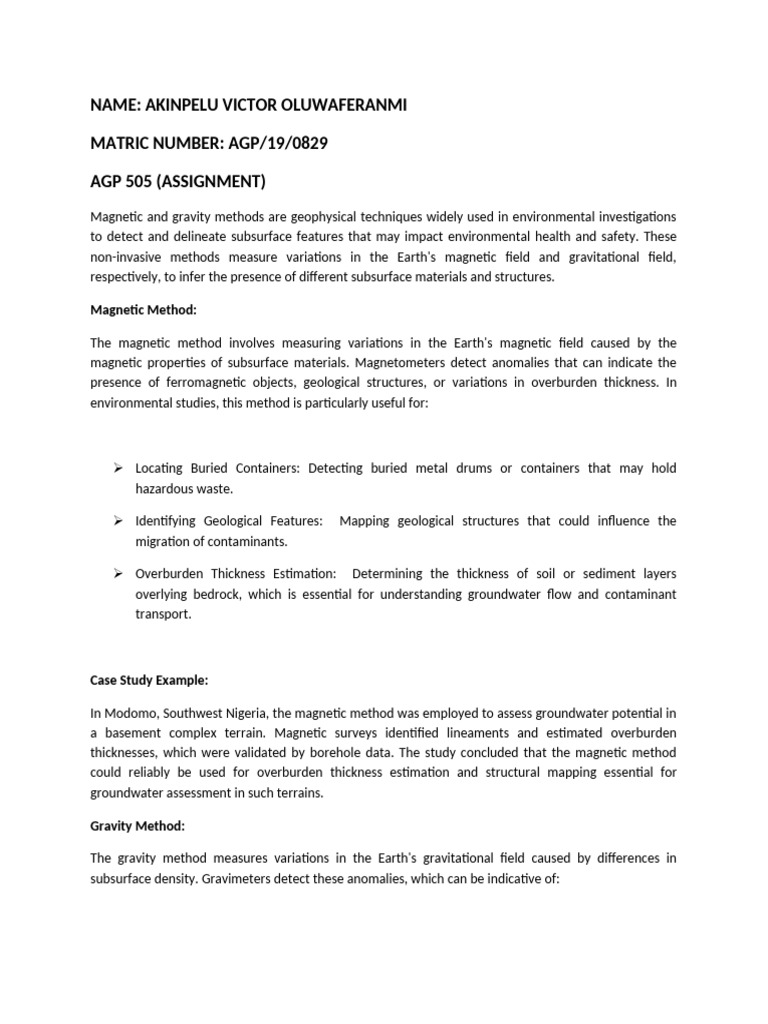 Magnetic and Gravity Methods in Environmental Studies | PDF | Geology ...