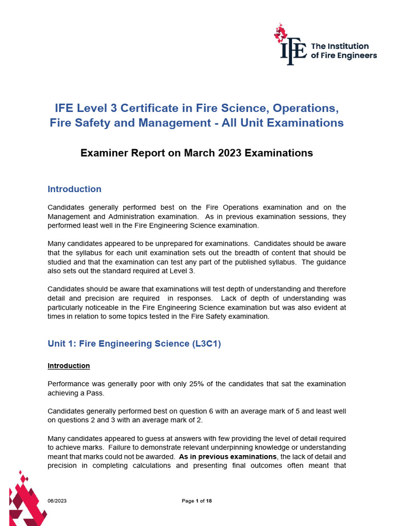 March 2023 Fire Science Exam Report | PDF