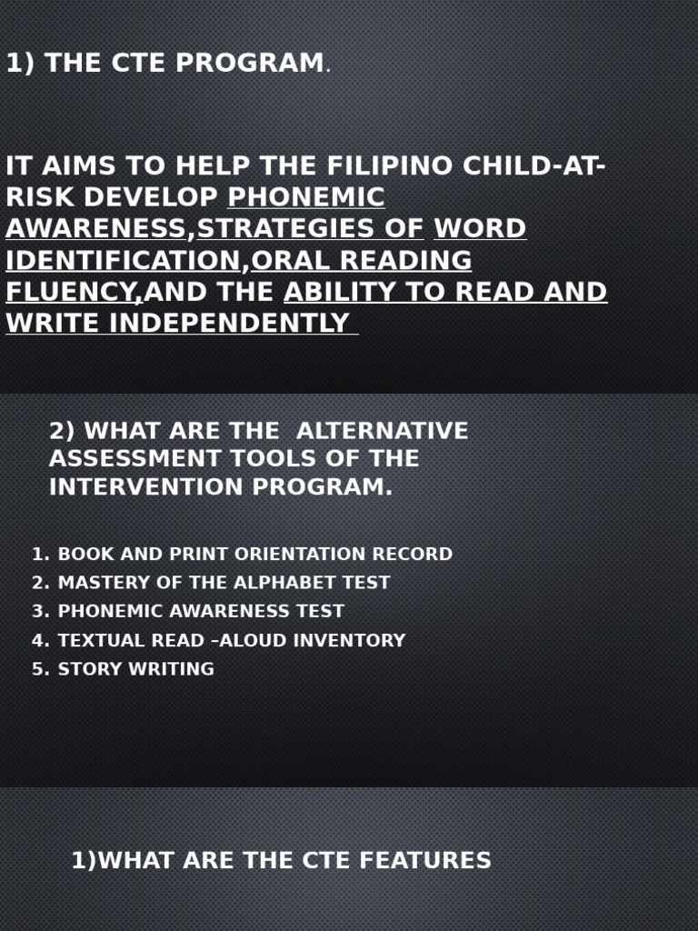 CTE Program for At-Risk Filipino Children | PDF