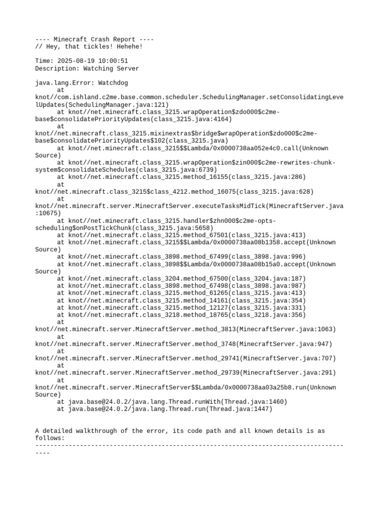 Minecraft Server Watchdog Crash Report | PDF | Object Oriented ...