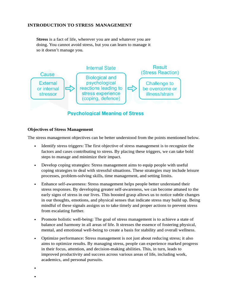 Introduction to Stress Management | PDF | Stress (Biology) | Stress ...