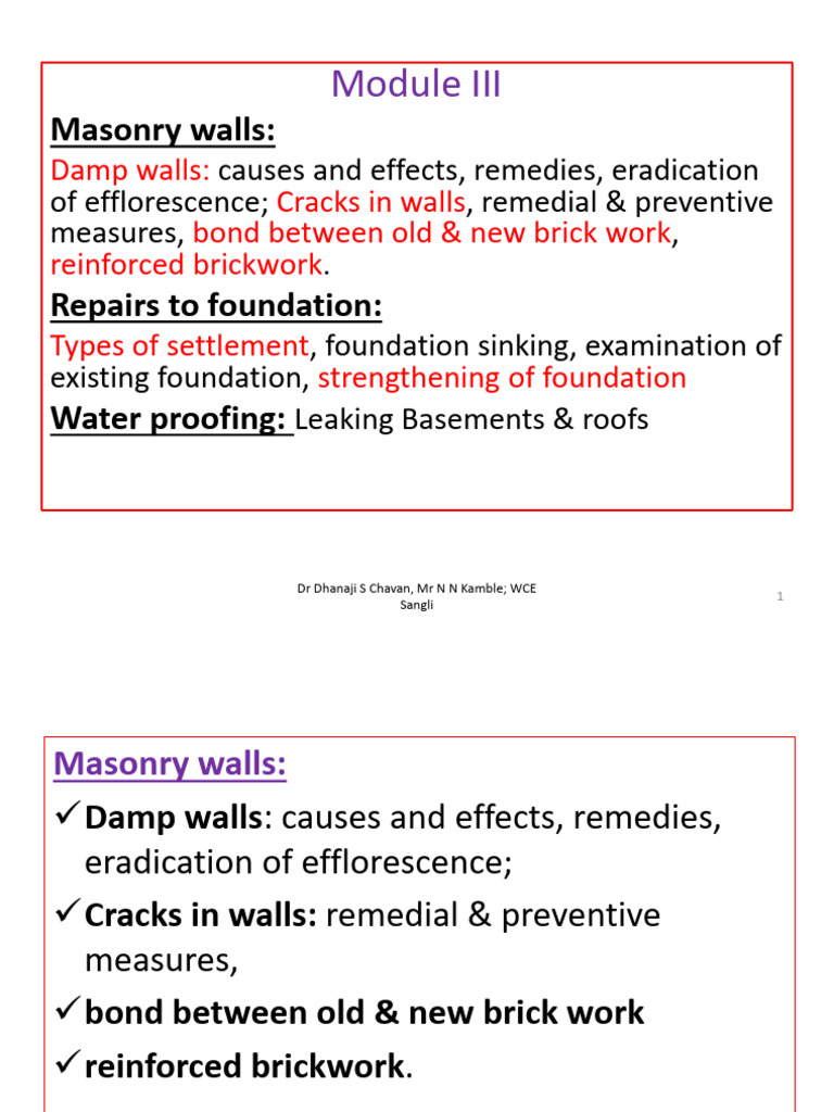 Masonry Wall Dampness and Repair Solutions | PDF | Concrete | Masonry