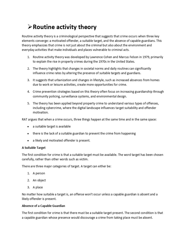 Routine Activity Theory | PDF | Crime Prevention | Crime & Violence