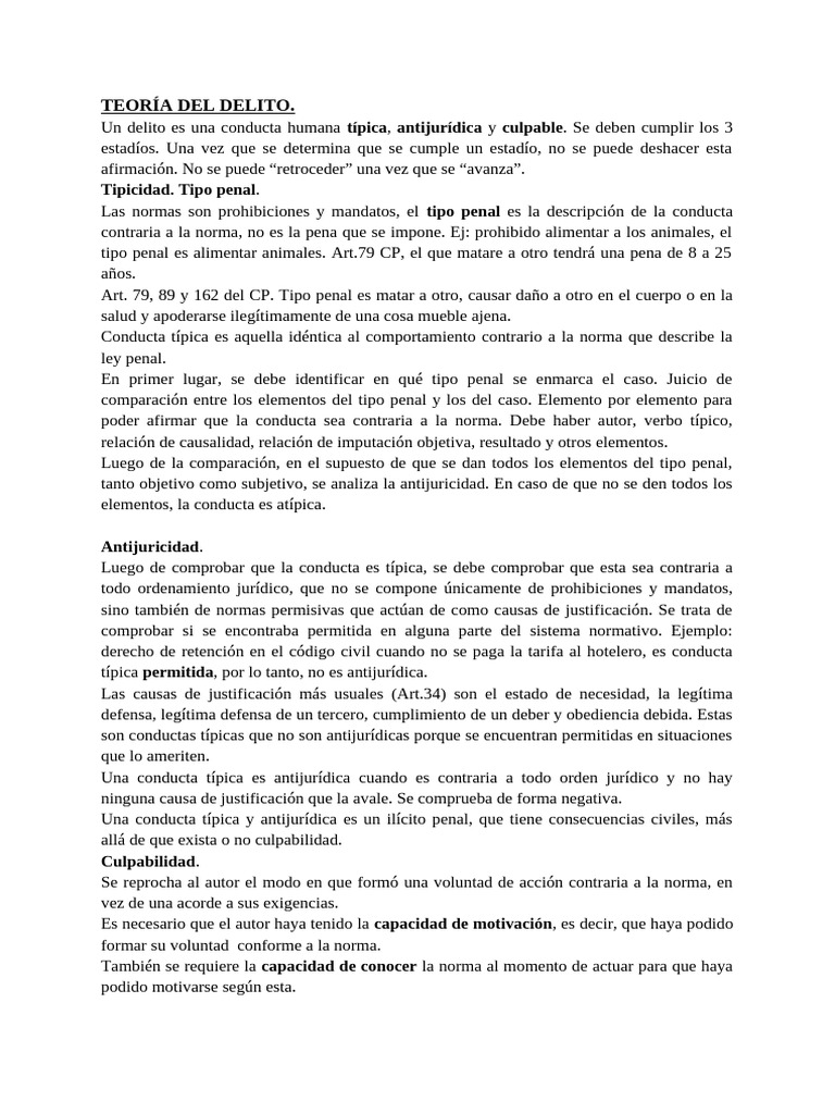 Elementos Clave de la Teoría del Delito | PDF | Intención (Derecho ...