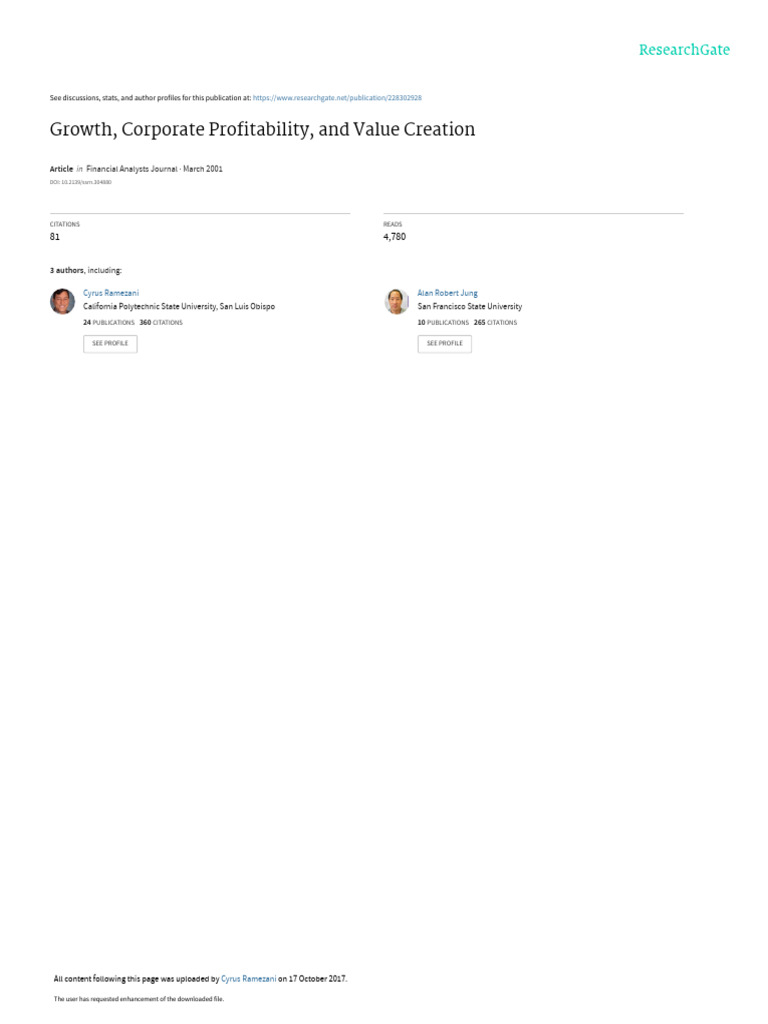 Growth and Profitability Impact on Value | PDF | Linear Regression ...