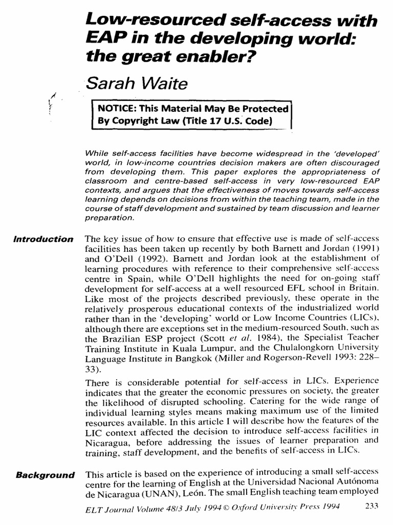 Self-Access EAP in Low-Resource Contexts | PDF | Learning | Human ...