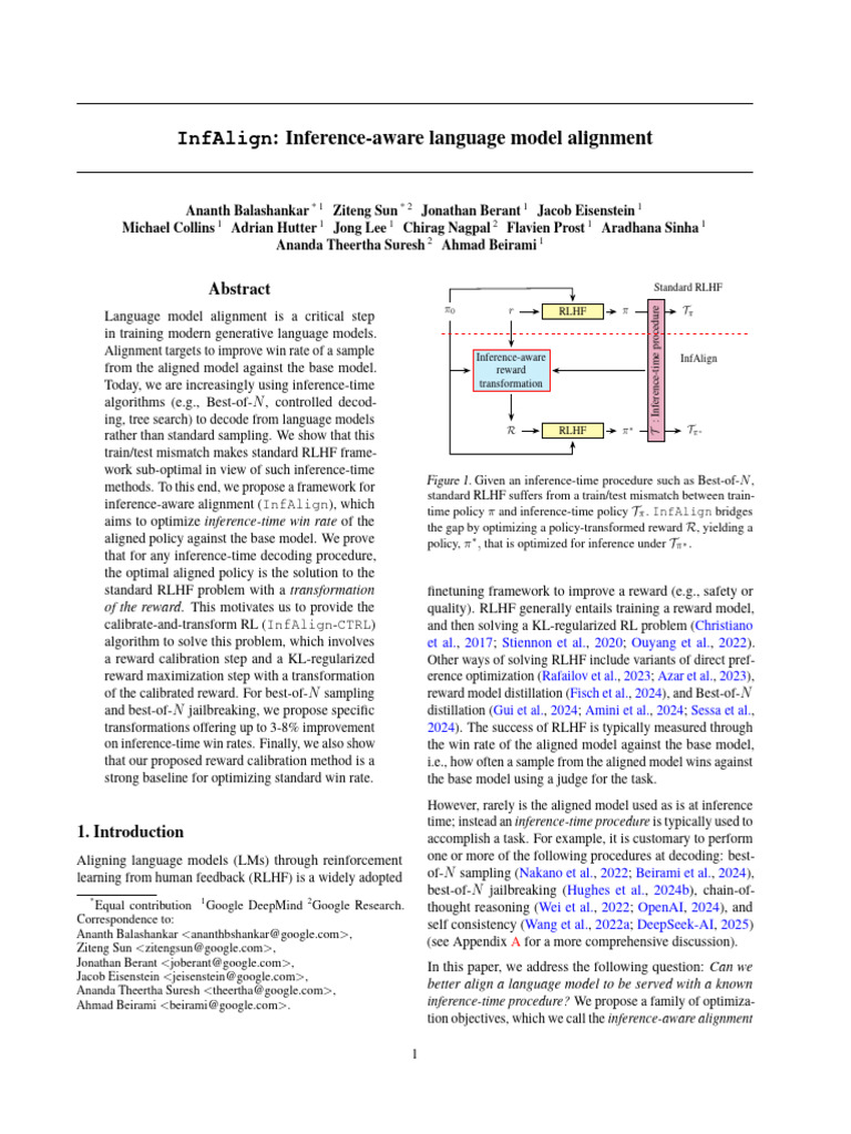 InfAlign: Optimizing Language Model Alignment | PDF | Statistical ...