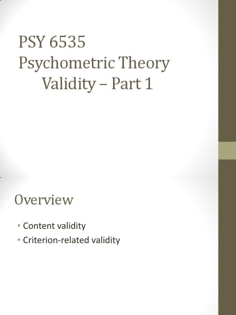 Understanding Validity in Psychometrics | PDF | Validity (Statistics ...