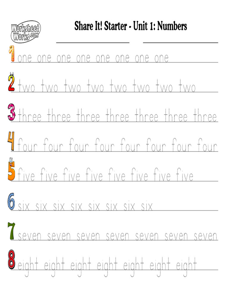 Share It! Starter - Unit 1 Trace Numbers 1-10 | PDF
