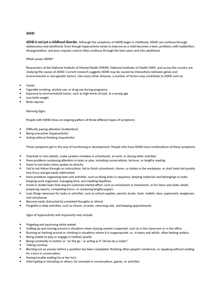 Understanding ADHD: Symptoms and Treatment | PDF | Attention Deficit ...