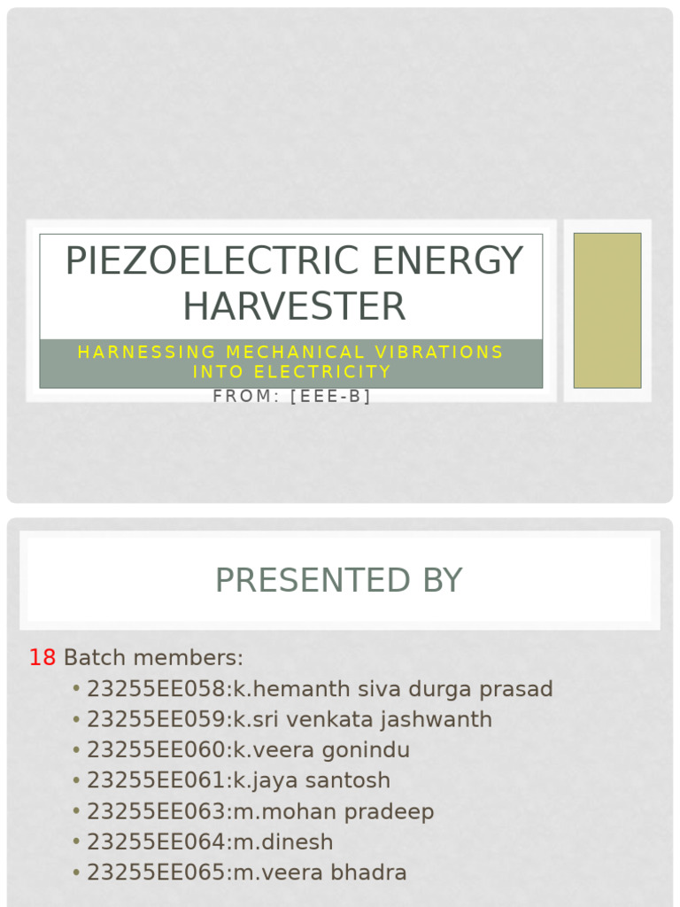 Piezoelectric Energy Harvesting Overview | PDF | Piezoelectricity ...