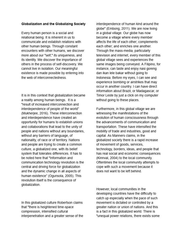Globalization Notes Contemporary World G-SOSC005 | PDF | Globalization ...