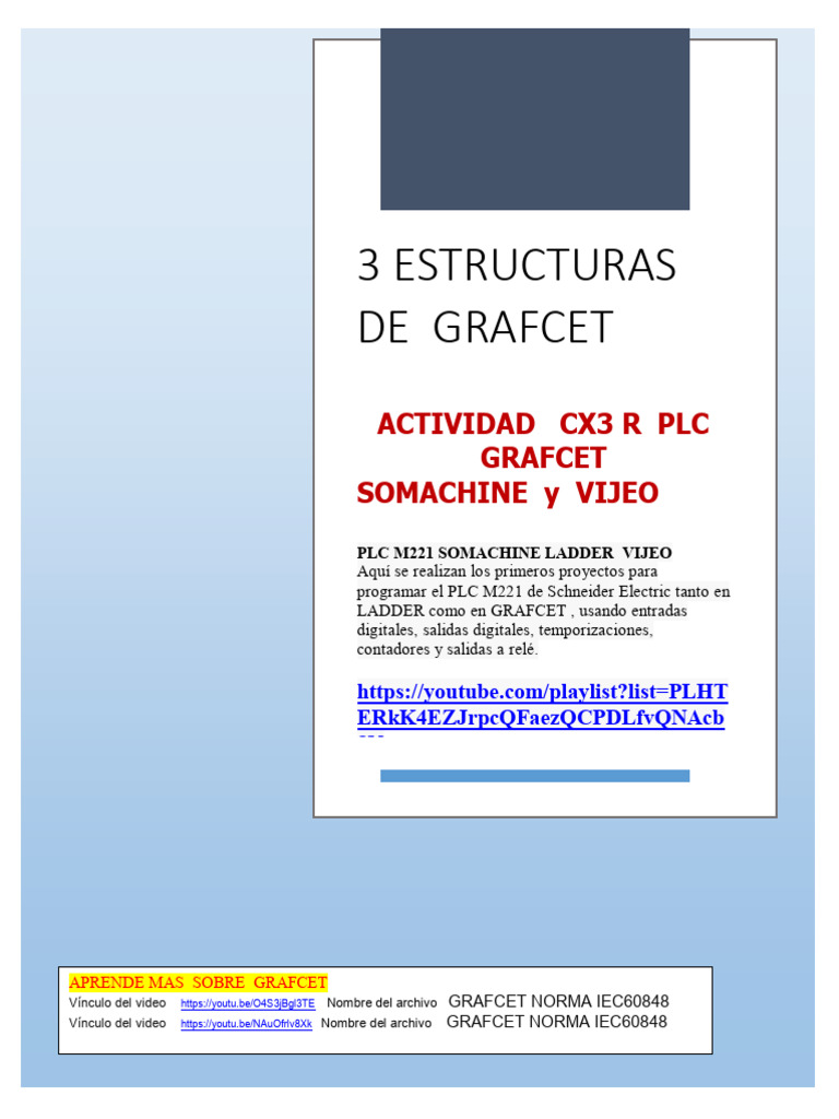 Estructuras GRAFCET en PLC M221 | PDF | Controlador lógico programable ...