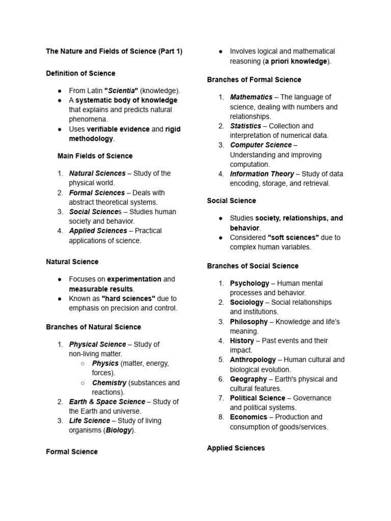 Overview of Science and Technology Fields | PDF | Science | Social Sciences