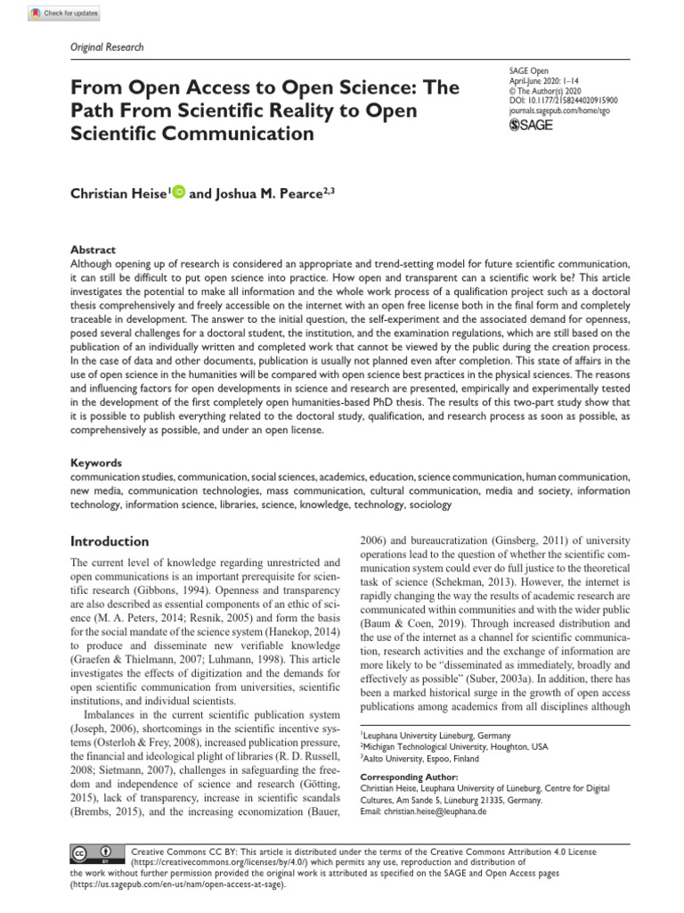 From Open Access To Open Science The | PDF | Science | Open Access