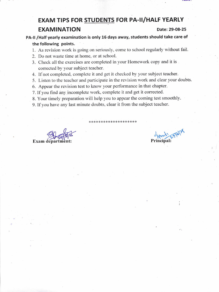 Exam Tips For Students - 20250829 - 0001 | PDF