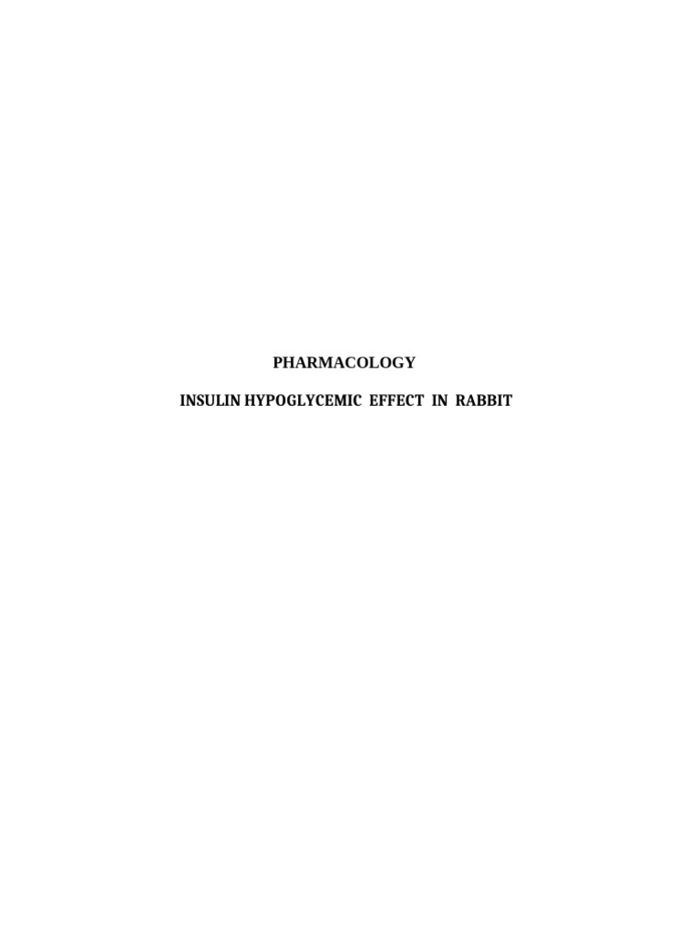 Insulin Hypoglycemic Effect in Rabbit | PDF