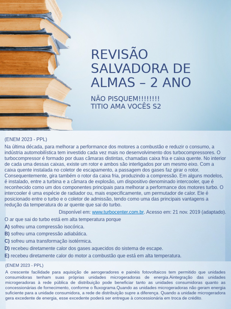 Revisão Salvadora de Almas - 2 Ano | PDF | Turbocompressor | Motores