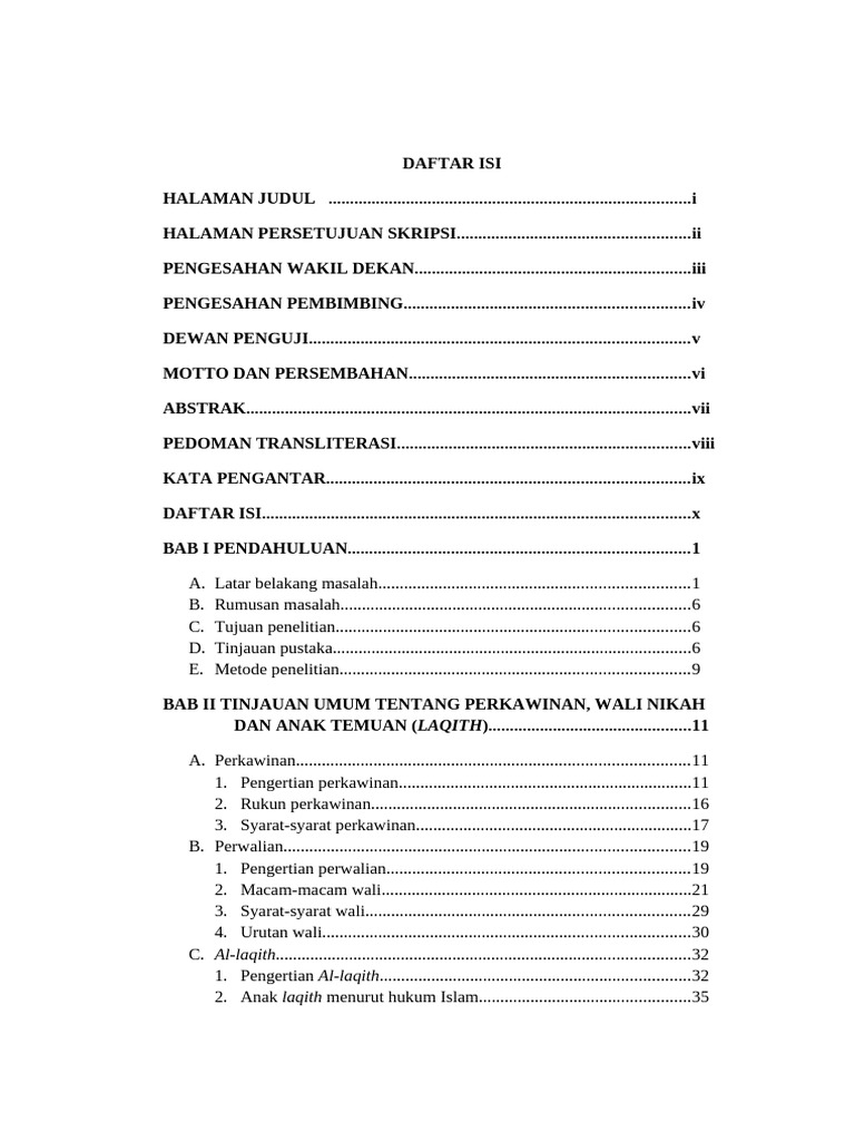 Daftar Isi Skripsi | PDF