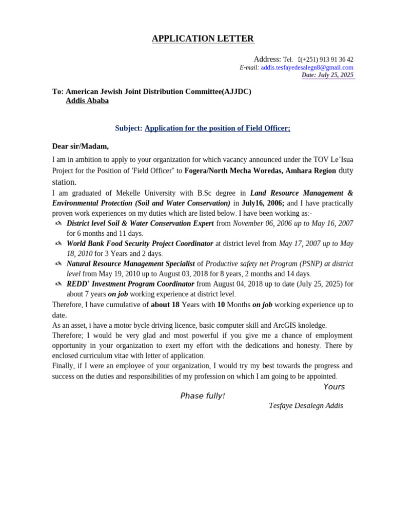 Application for Field Officer Position | PDF