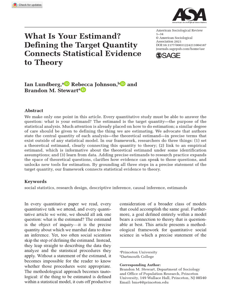 Lundberg Et Al. 2021 What Is Your Estimand - Defining The Target ...