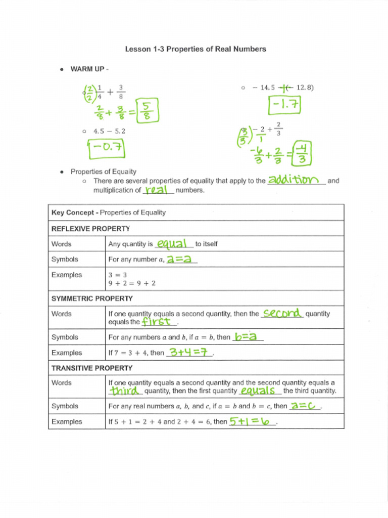 Lesson 1-3 PDF Document For Algebra Class | PDF