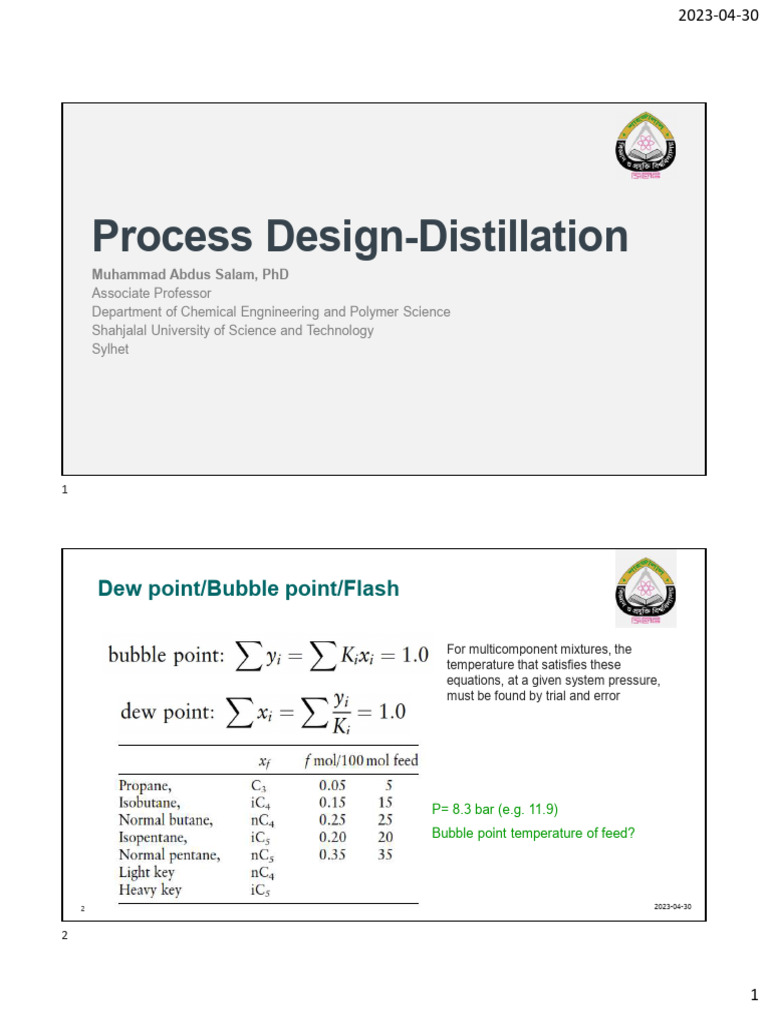 Distillation Process Design Guide | PDF | Distillation | Separation ...