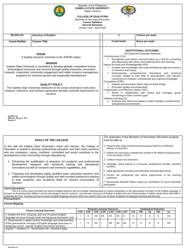Structure of English Syllabus Overview | PDF | Verb | Phrase